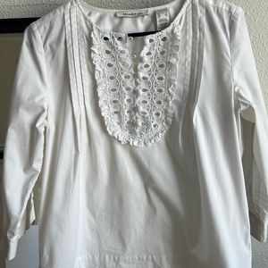 white Laundry Shirt with beautiful detail around neck.